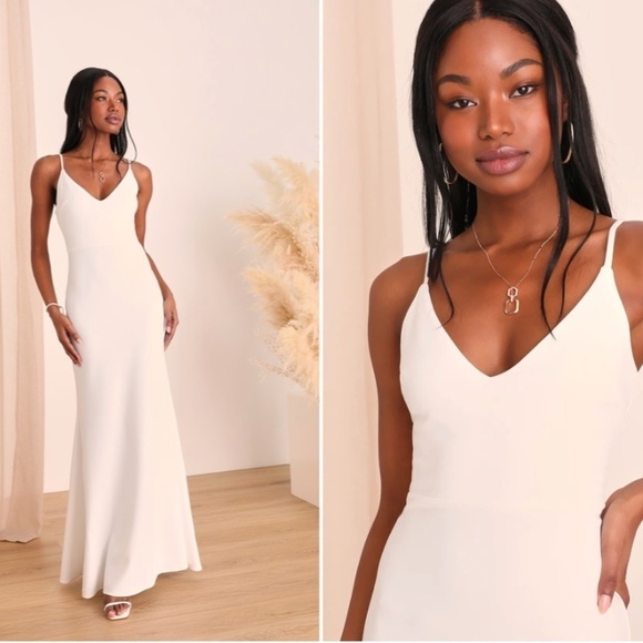LULU's Bridal Modern Sexy Chic Minimalist Mermaid Trumpet Maxi Dress NWOT - Picture 3 of 5